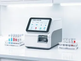 Clinical chemistry analyzer on lab bench